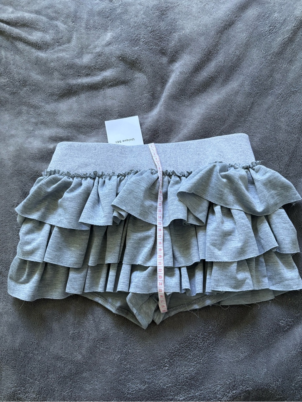 Ruffle Tiered Mini Skirt Shorts - Light Gray